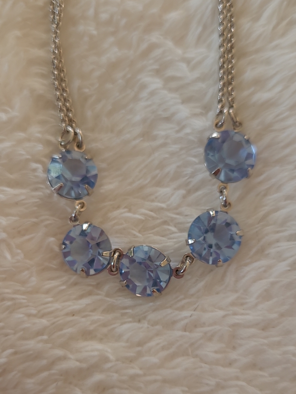 Dior Silver Necklace with Light Blue Crystal Accents
